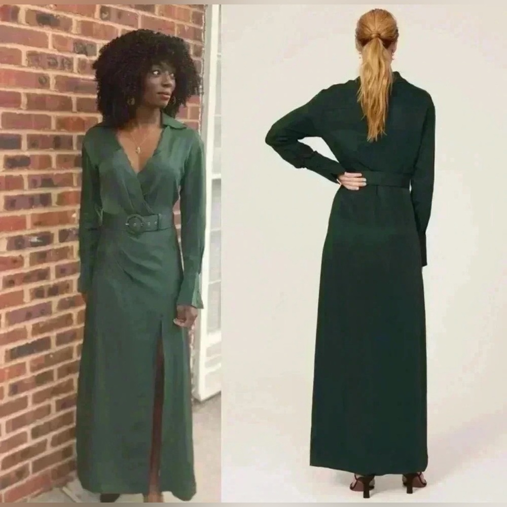 NICHOLAS Electra Satin Gown Size 12 Long Sleeve Dress